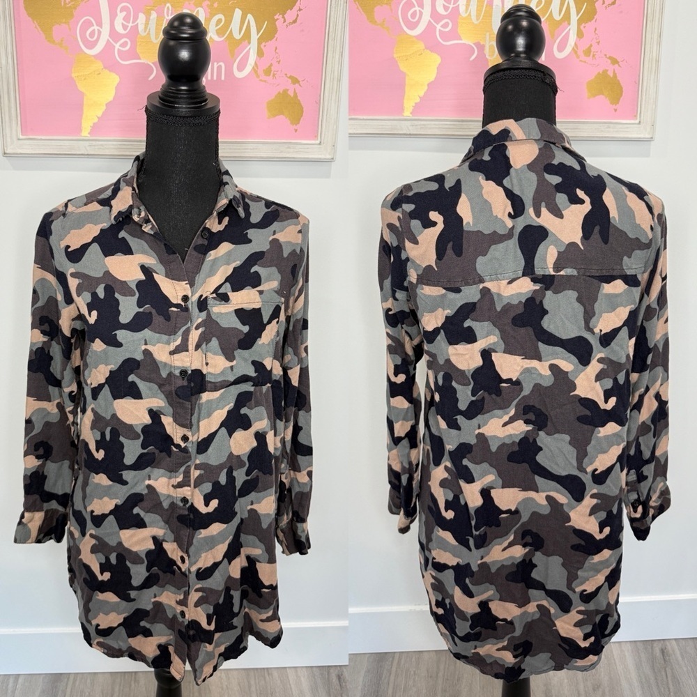 H&M Divided Camo Long Button Up